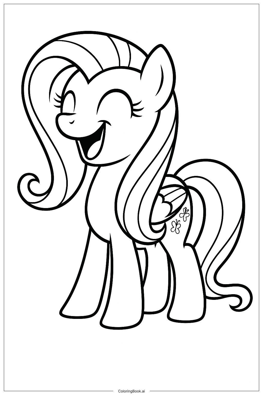  Trang tô màu Fluttershy Với Nụ Cười To Và Hạnh Phúc 