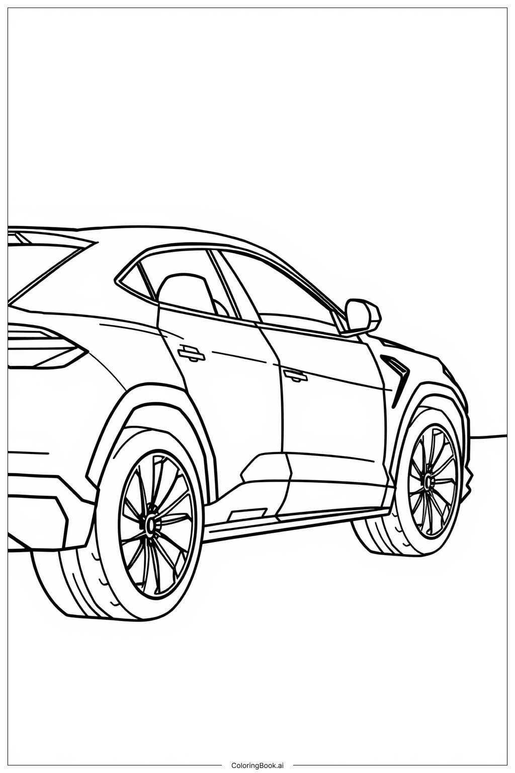  Página para colorear de Vista Lateral Simple del Urus 