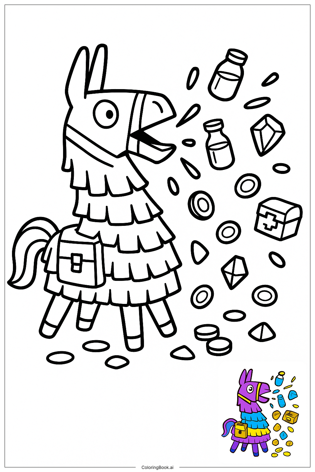  Fortnite Loot Llama Spitting Items 색칠공부 페이지 