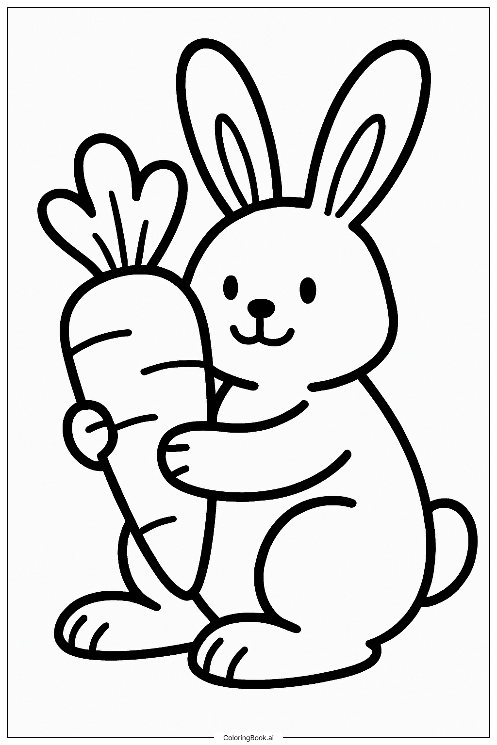 Easter Bunny Holding A Carrot Coloring Page