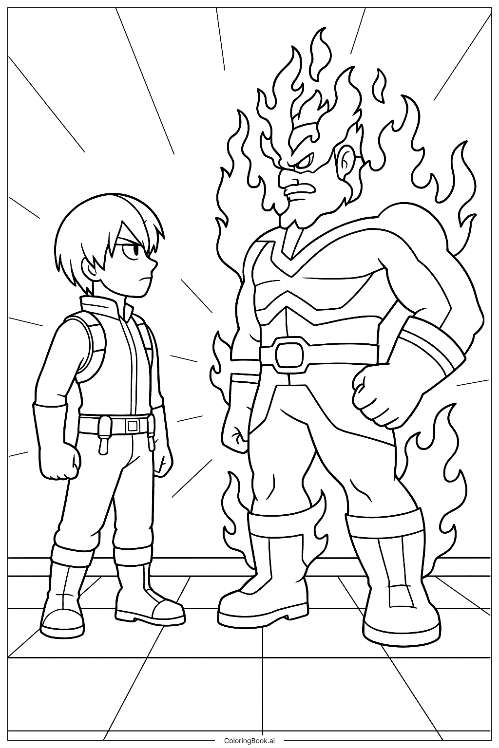  My Hero Academia Shoto And Endeavor Standoff Coloring Page 