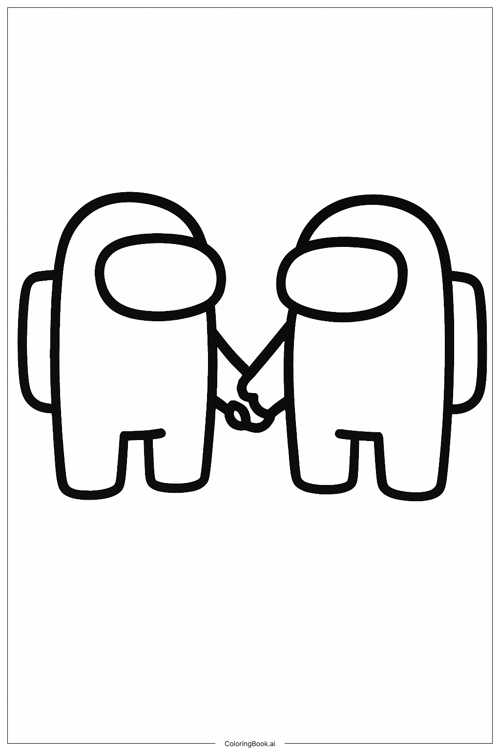 Two Among Us Friends Holding Hands Coloring Page 
