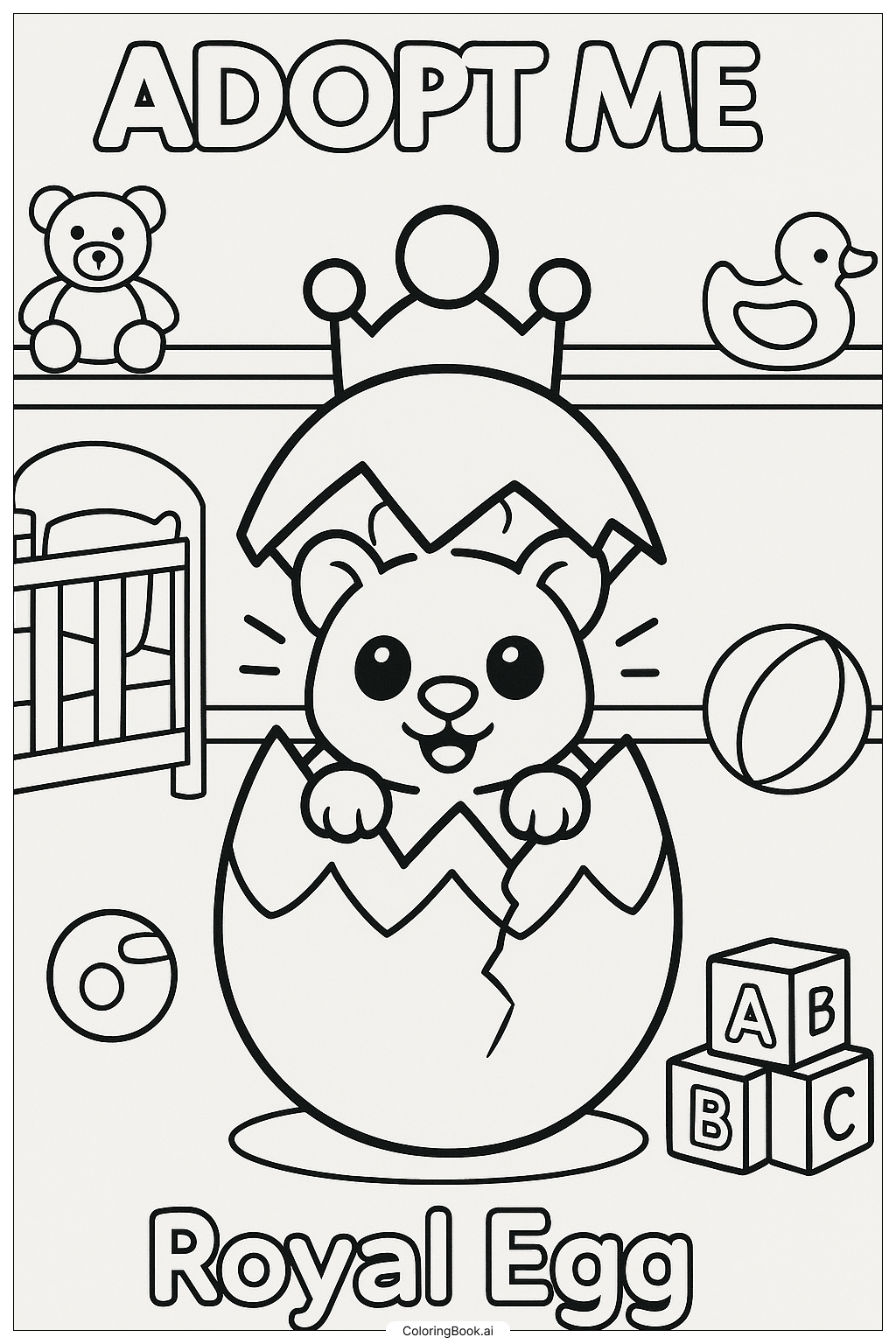在 Adopt Me 托嬰中心孵化皇家蛋著色頁