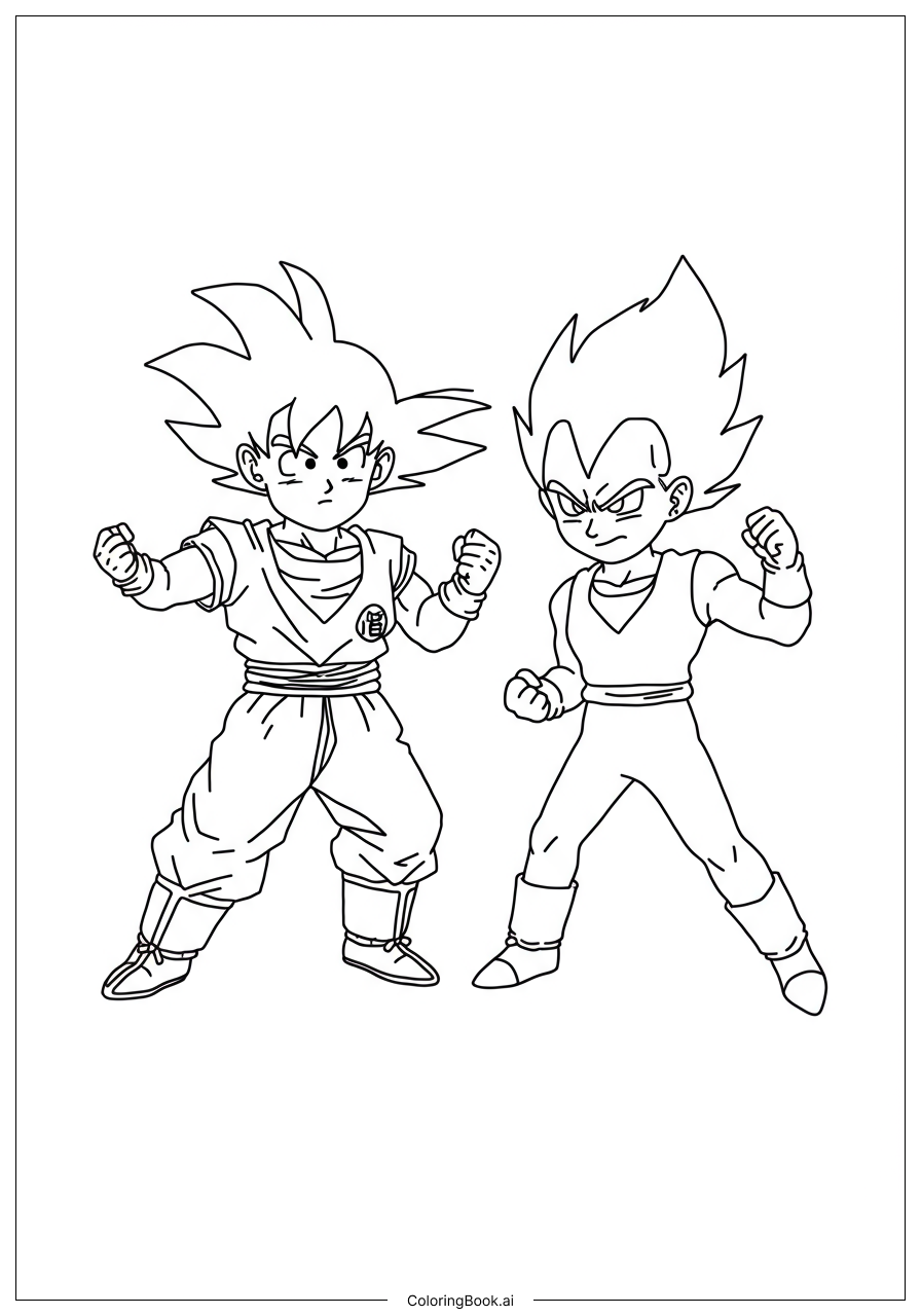  Página para colorir de Goku e Vegeta 