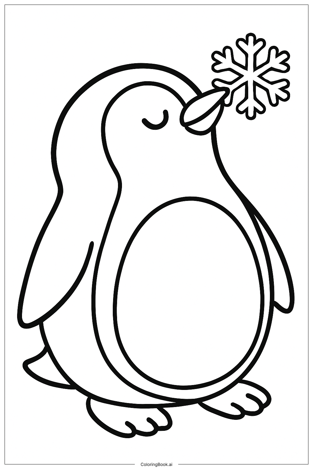 Snowflake On A Penguin's Beak Coloring Page 
