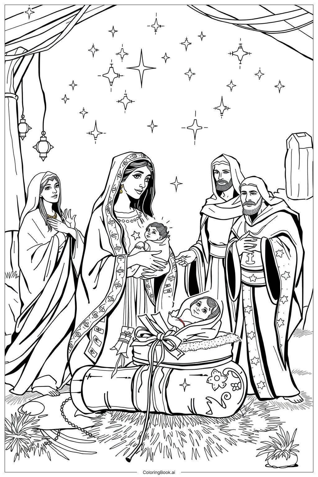  Bible Christmas Celebration Coloring Page 