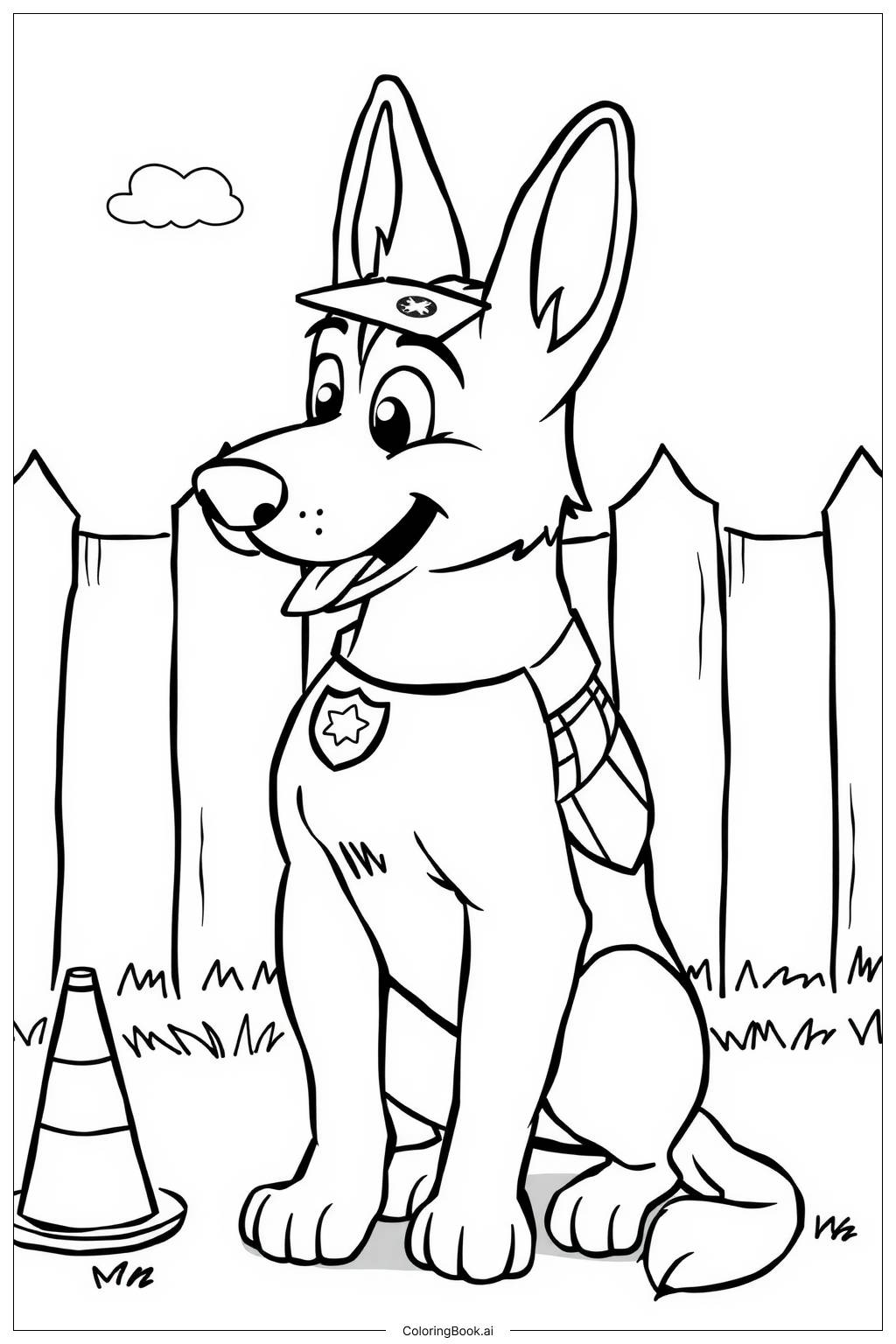  Police Dog German Shepherd in Action Coloring Page 