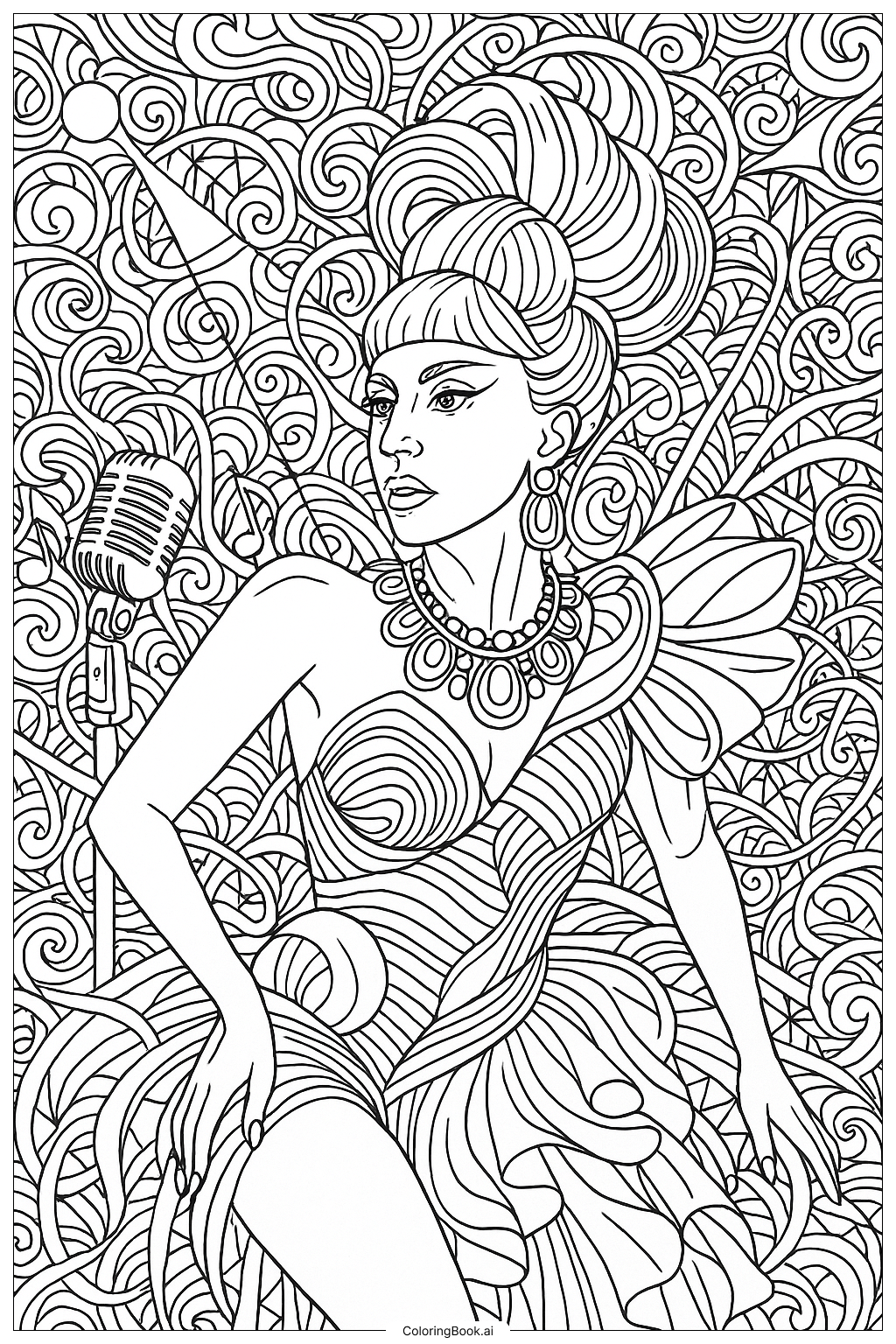  Lady Gaga In An Artpop Inspired Scene Coloring Page 