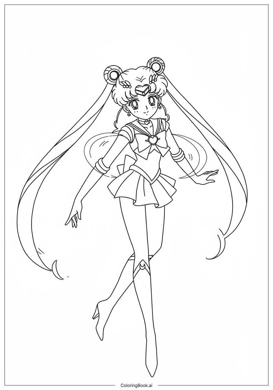 Trang tô màu Sailor Moon Quay Với Năng Lượng Vũ Trụ