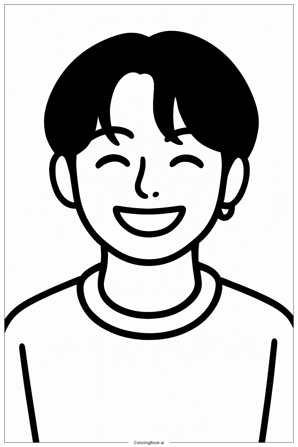  Page de coloriage Membre de BTS Jungkook souriant 