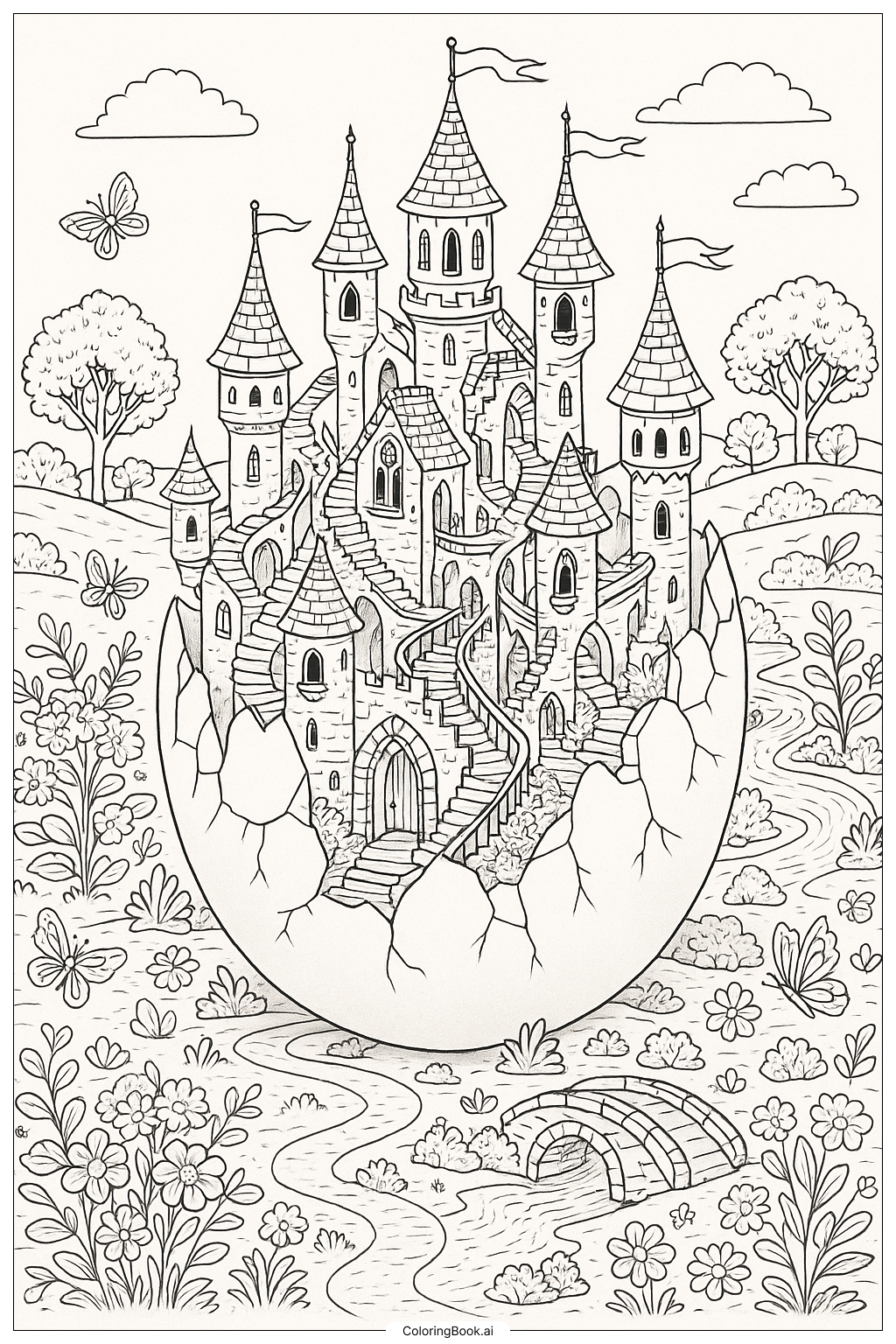  A Castle Made From An Egg Shell Coloring Page 