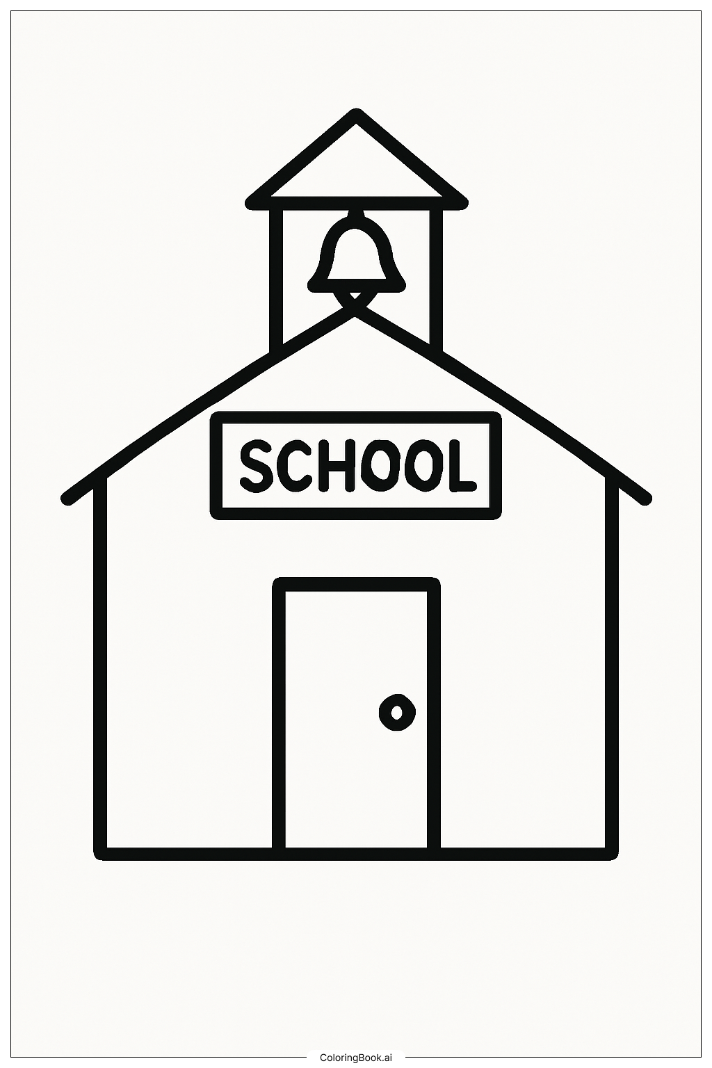  Page de coloriage Premier jour d'école - Petite école simple 