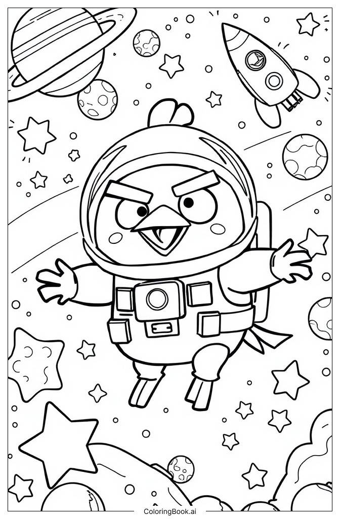  Página para colorir de Angry birds espaço batalha 