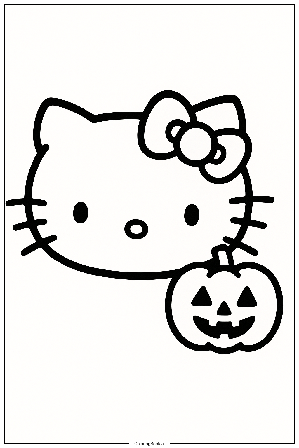  Trang tô màu Mặt Halloween Hello Kitty Đơn Giản 