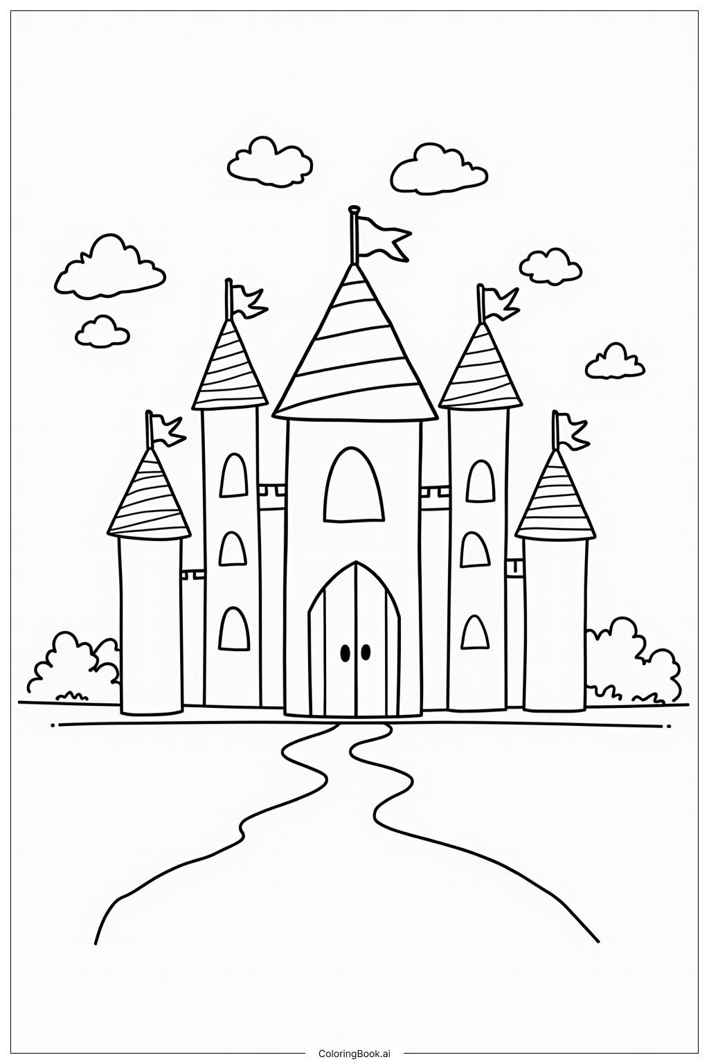  Page de coloriage Salle de bal du château de princesse 