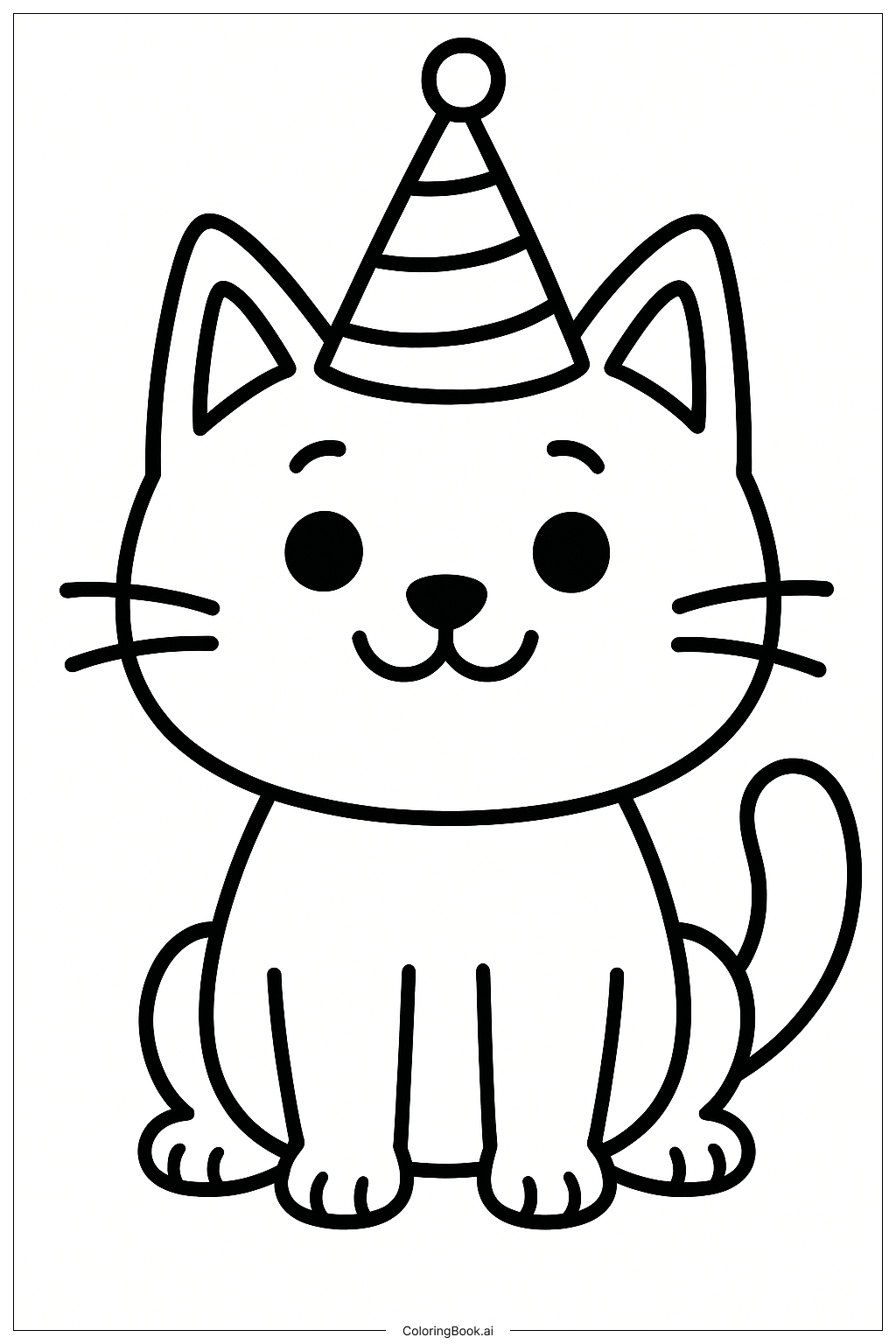  Gabby Cat Wearing A Party Hat Coloring Page 