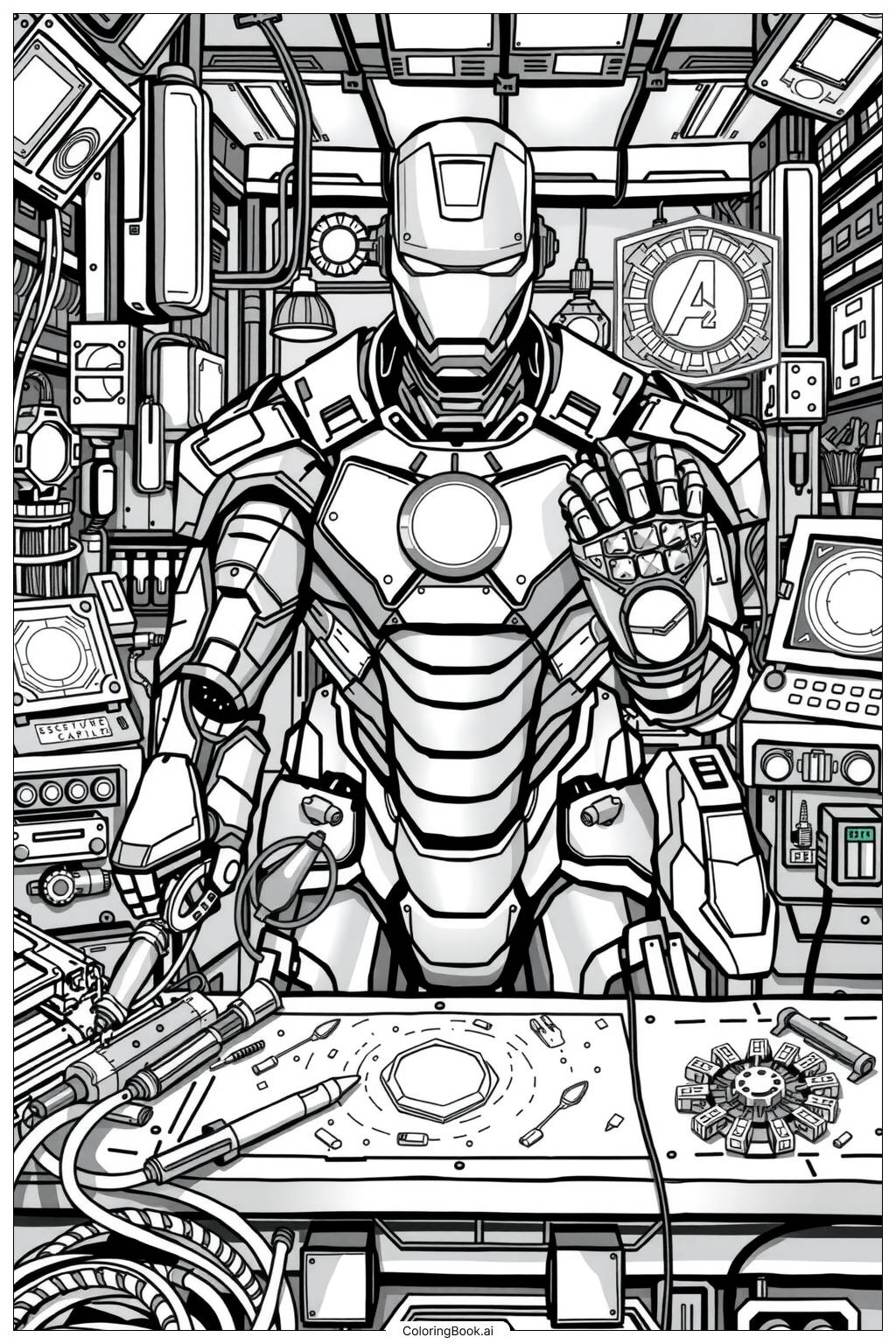  Iron Man Fixing His Armor Coloring Page 