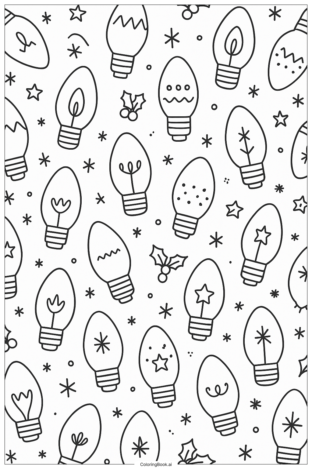  크리스마스 전구 무늬 색칠공부 페이지 