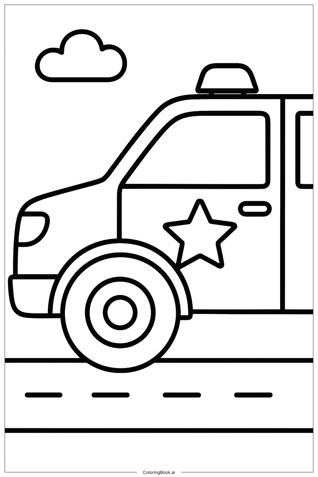  Police Car Tire and Door Design Coloring Page 