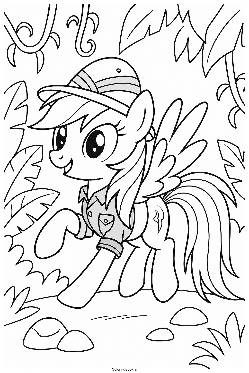 Trang tô màu Rainbow Dash Hóa Trang Thành Daring Do