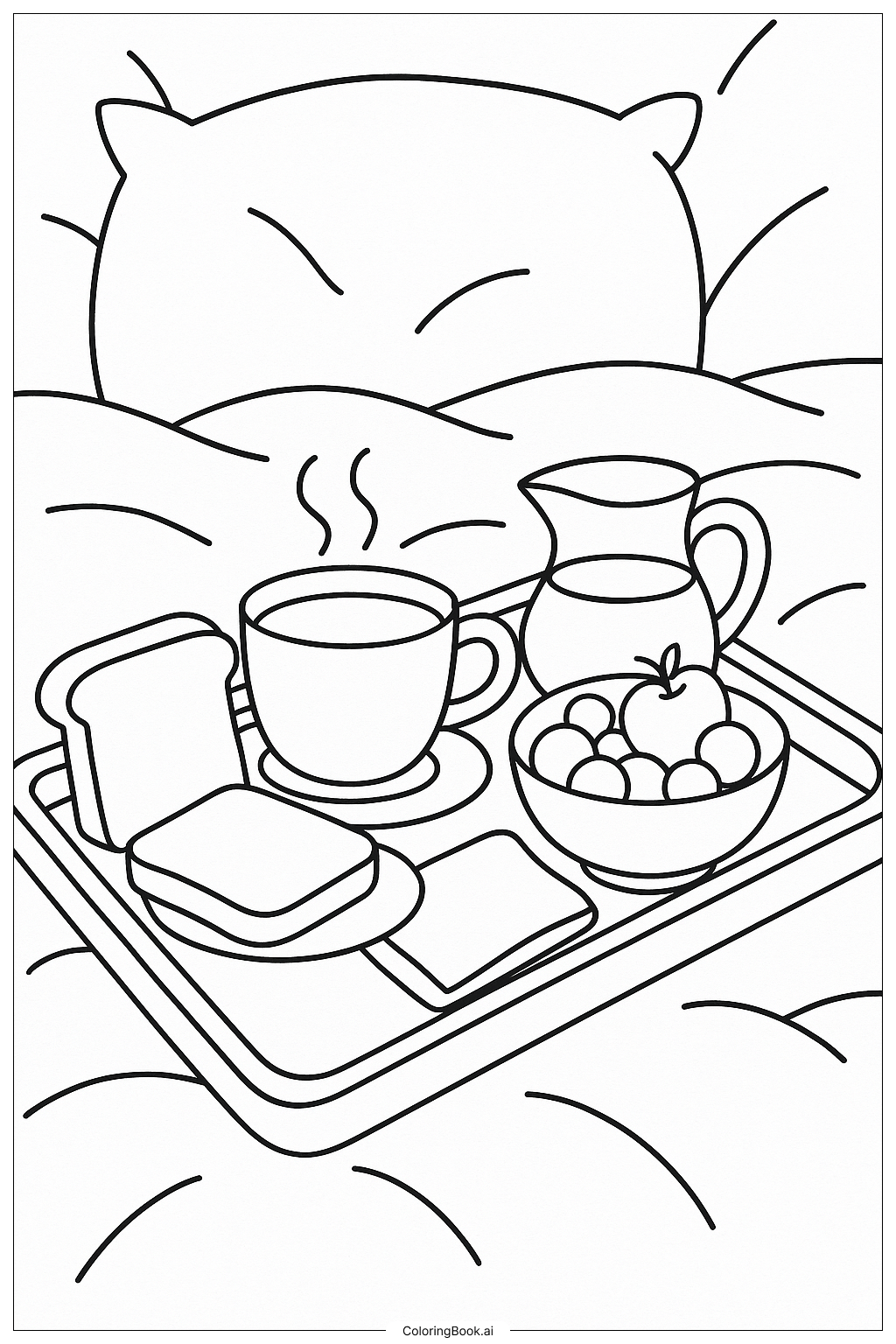  A Cozy Breakfast In Bed Tray Coloring Page 
