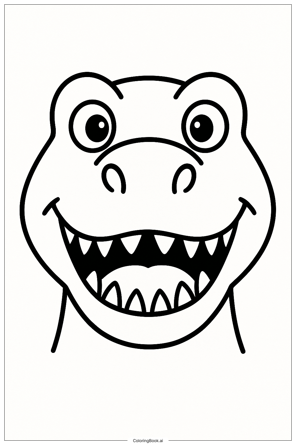  Página para colorir de Close-up do Rosto do T-Rex 