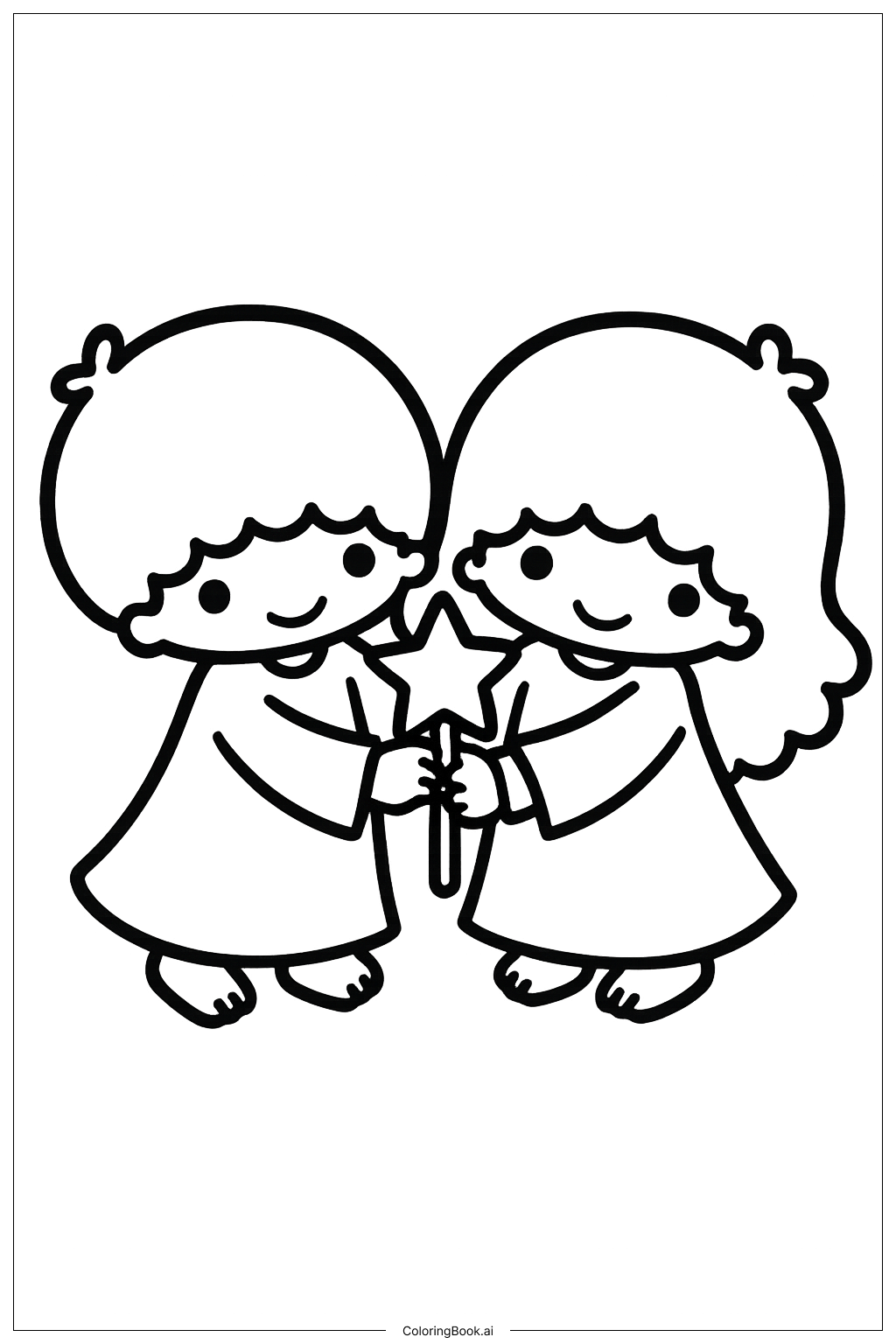  Little Twin Stars With One Magic Wand Coloring Page 