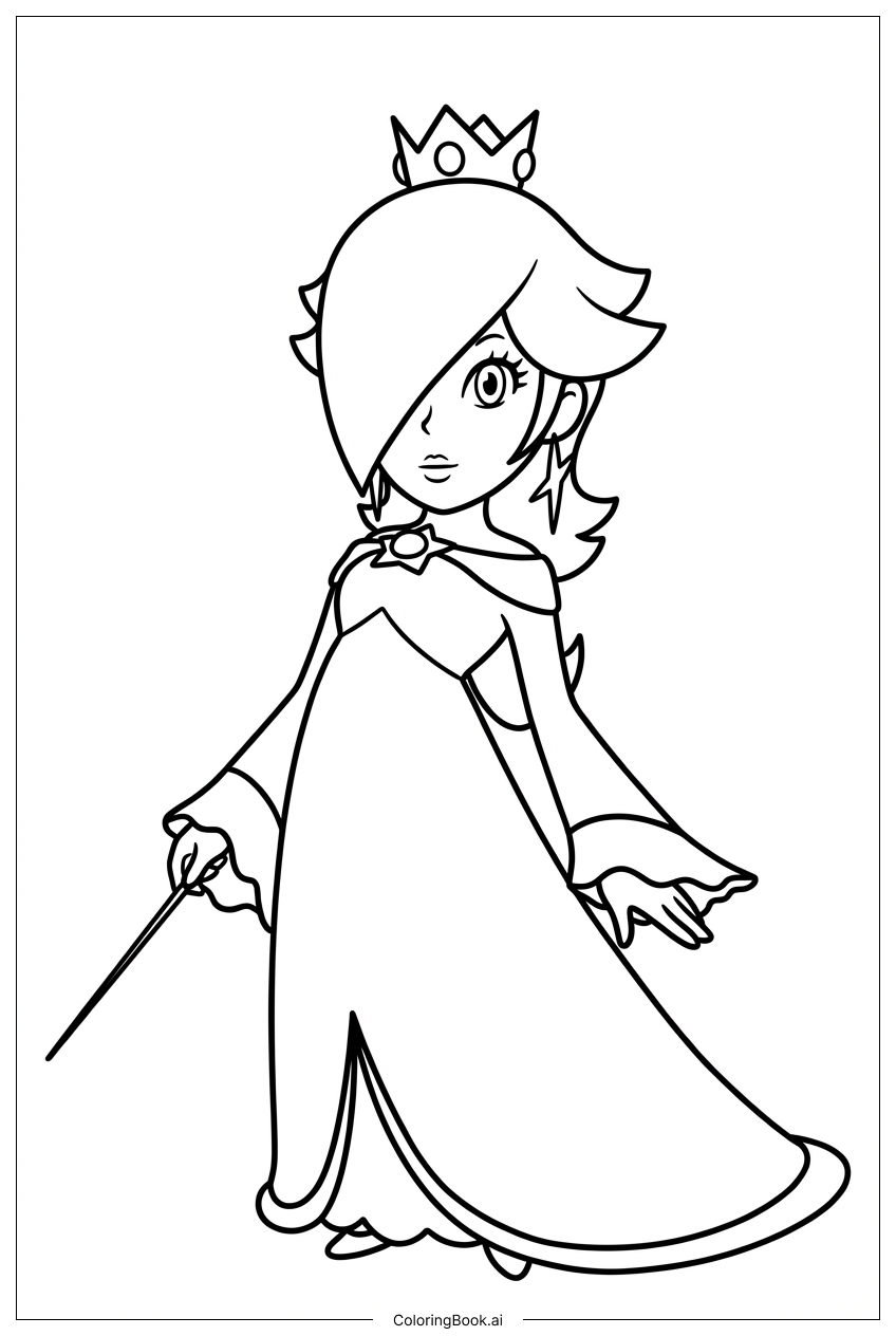  羅莎琳呈現星光魔法棒著色頁 