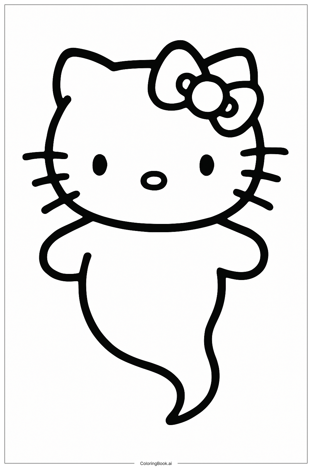  Página para colorir de Hello Kitty Como um Fantasma Amigável 