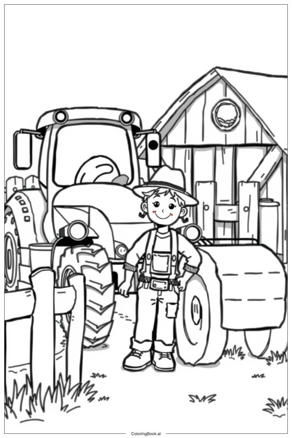  Página para colorear de Día de la familia del tractor 