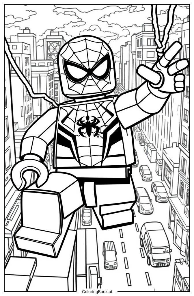  Página para colorear de LEGO Spider-Man 