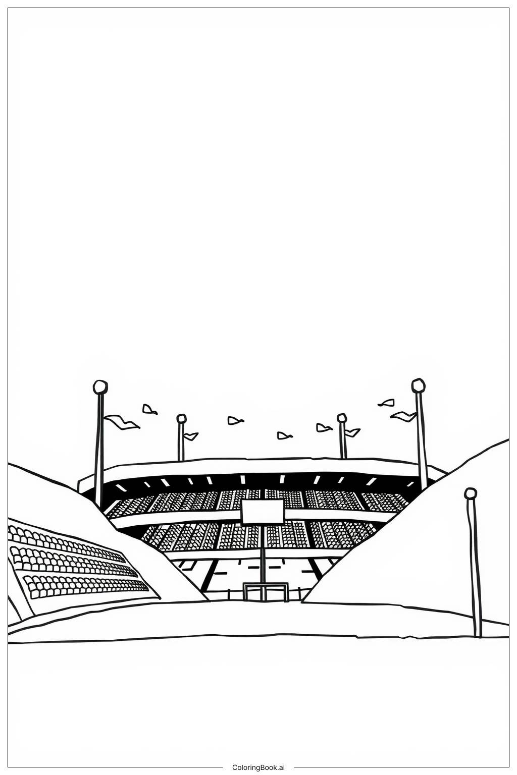  Page de coloriage Préparations de la Ville Olympique pour les Jeux 