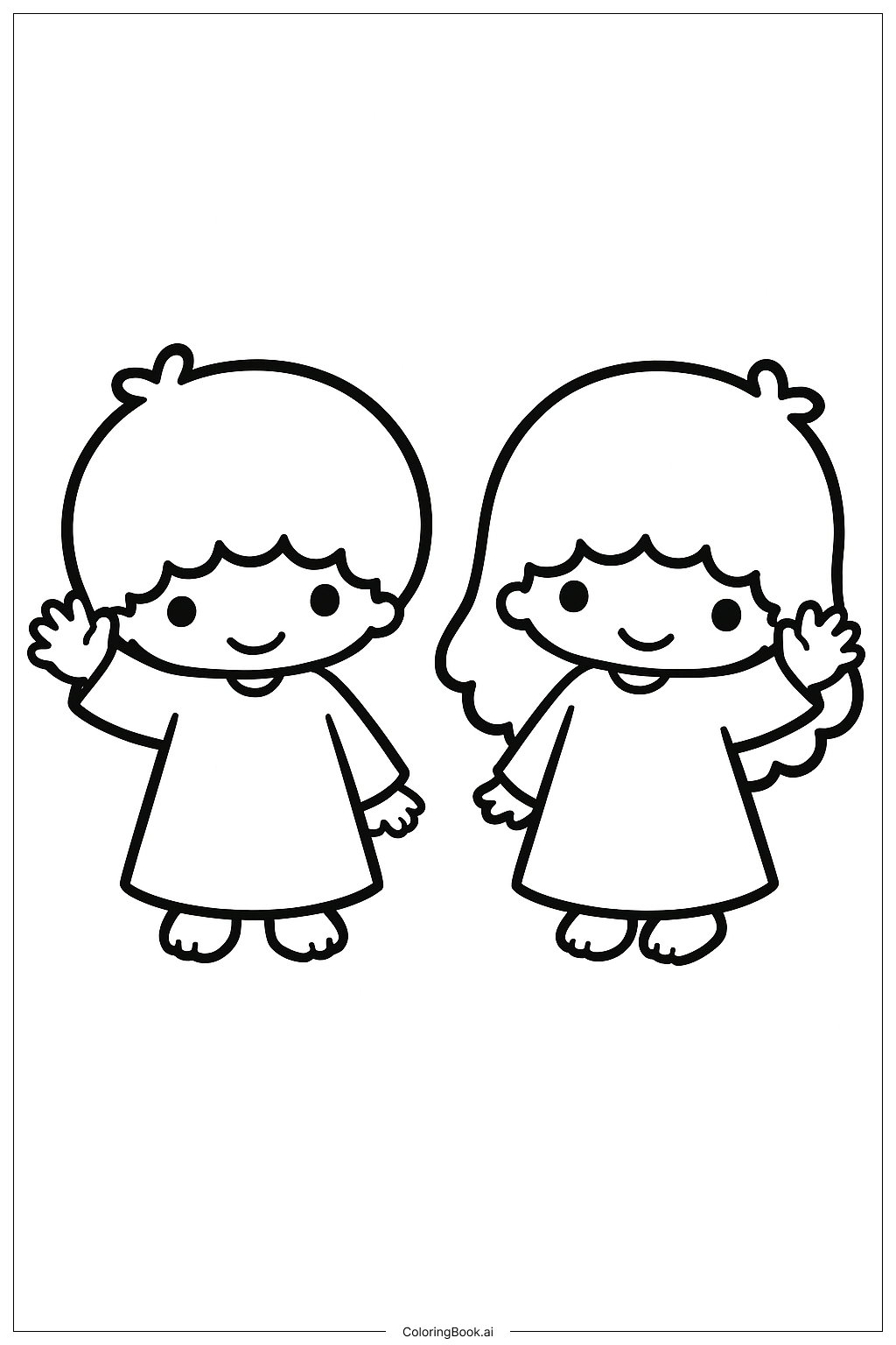  Little Twin Stars Waving Hello Coloring Page 
