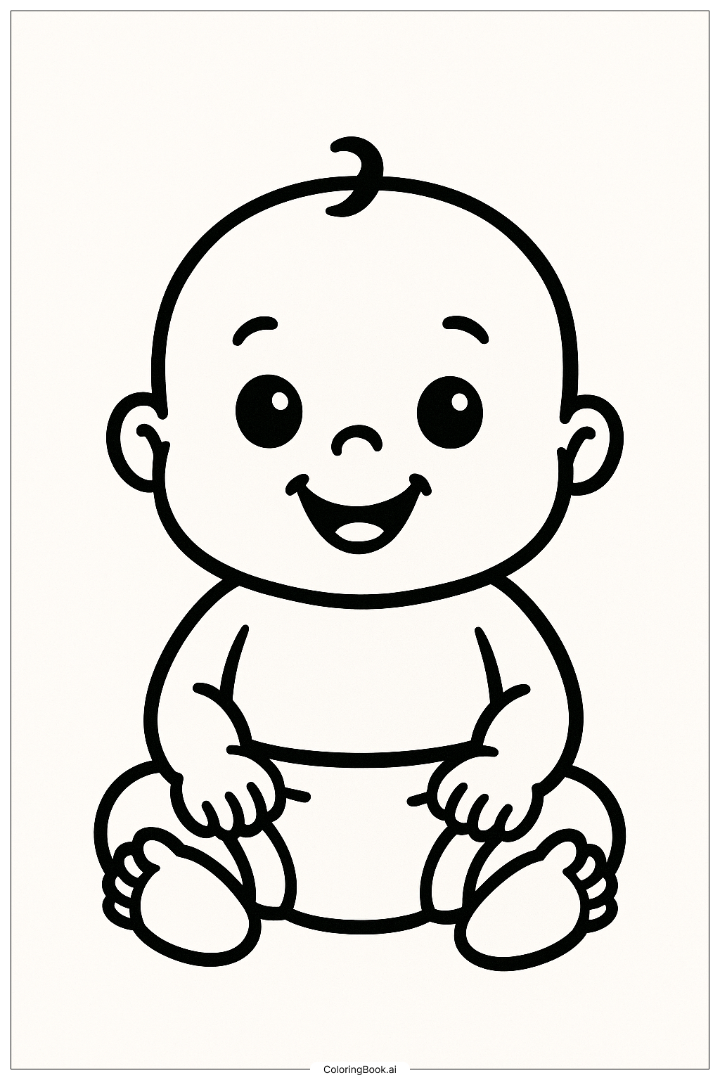  Cute Baby In A Diaper Coloring Page 