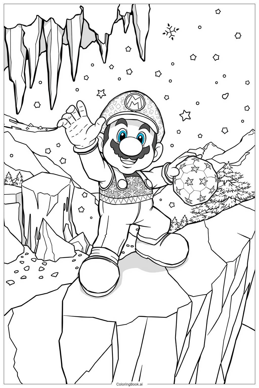  Mario in an Ice World as Ice Mario Coloring Page 