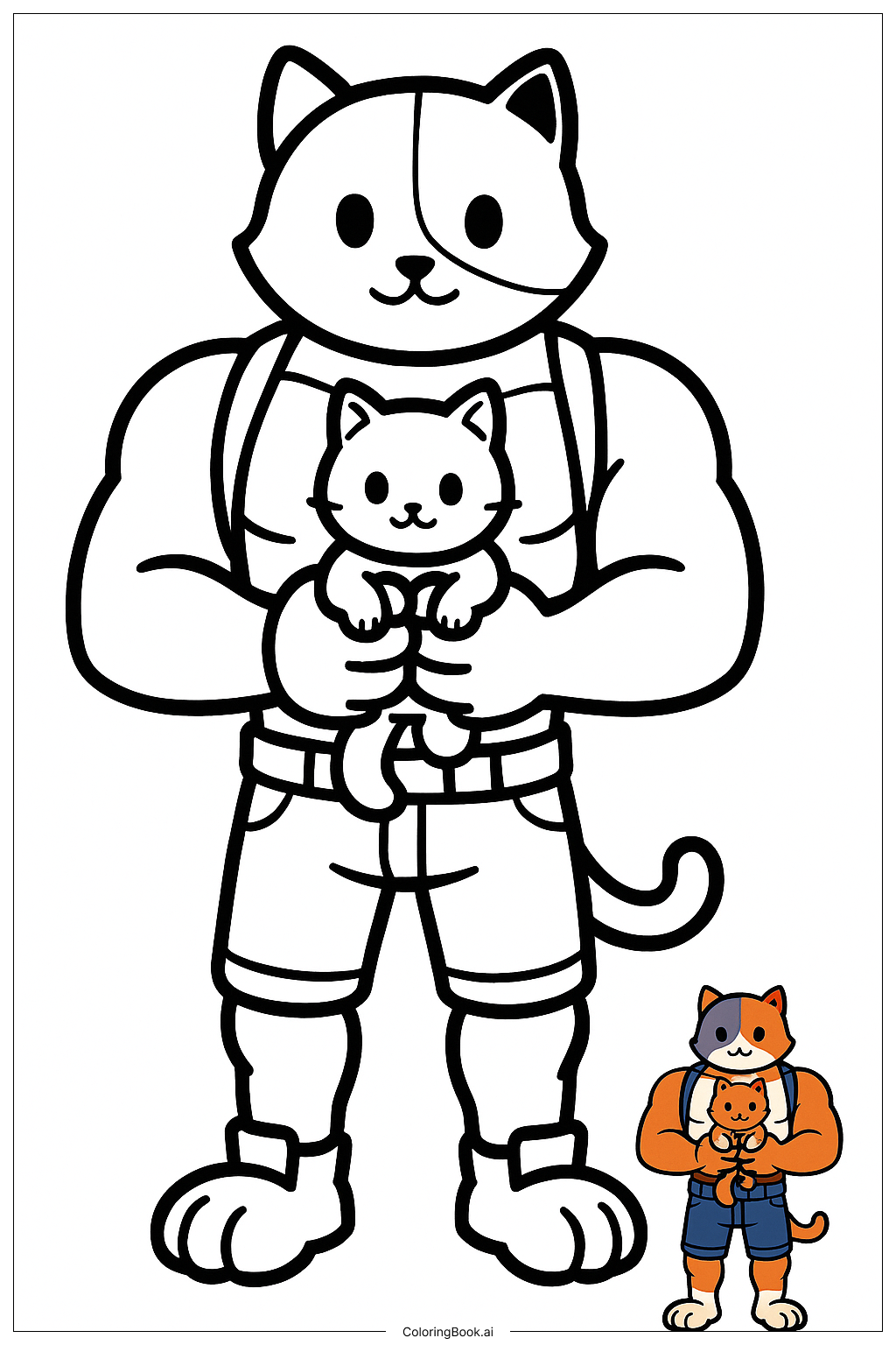  Fortnite Meowscles Holding A Kitten 색칠공부 페이지 