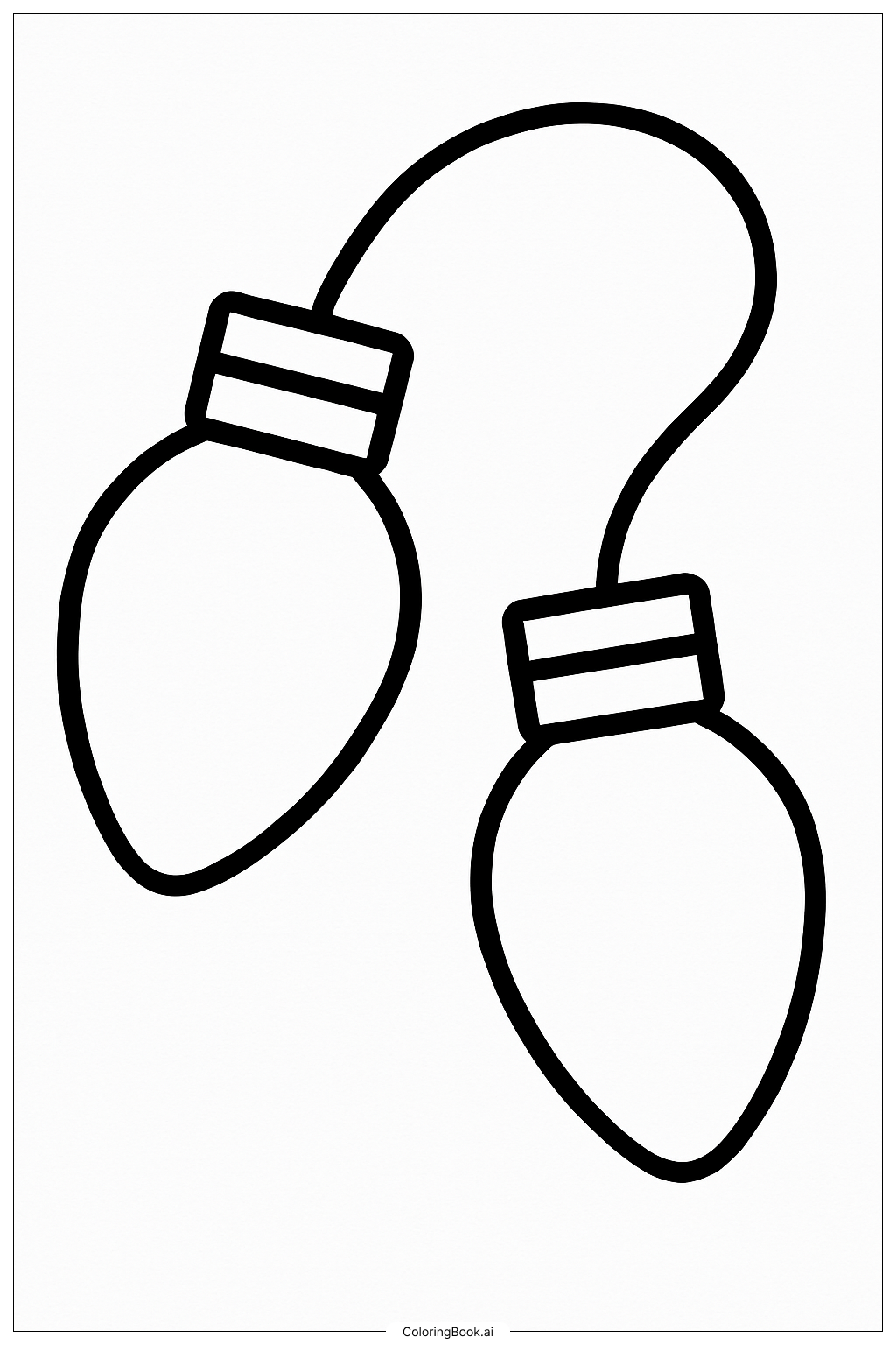  연결된 두 개의 크리스마스 전구 색칠공부 페이지 