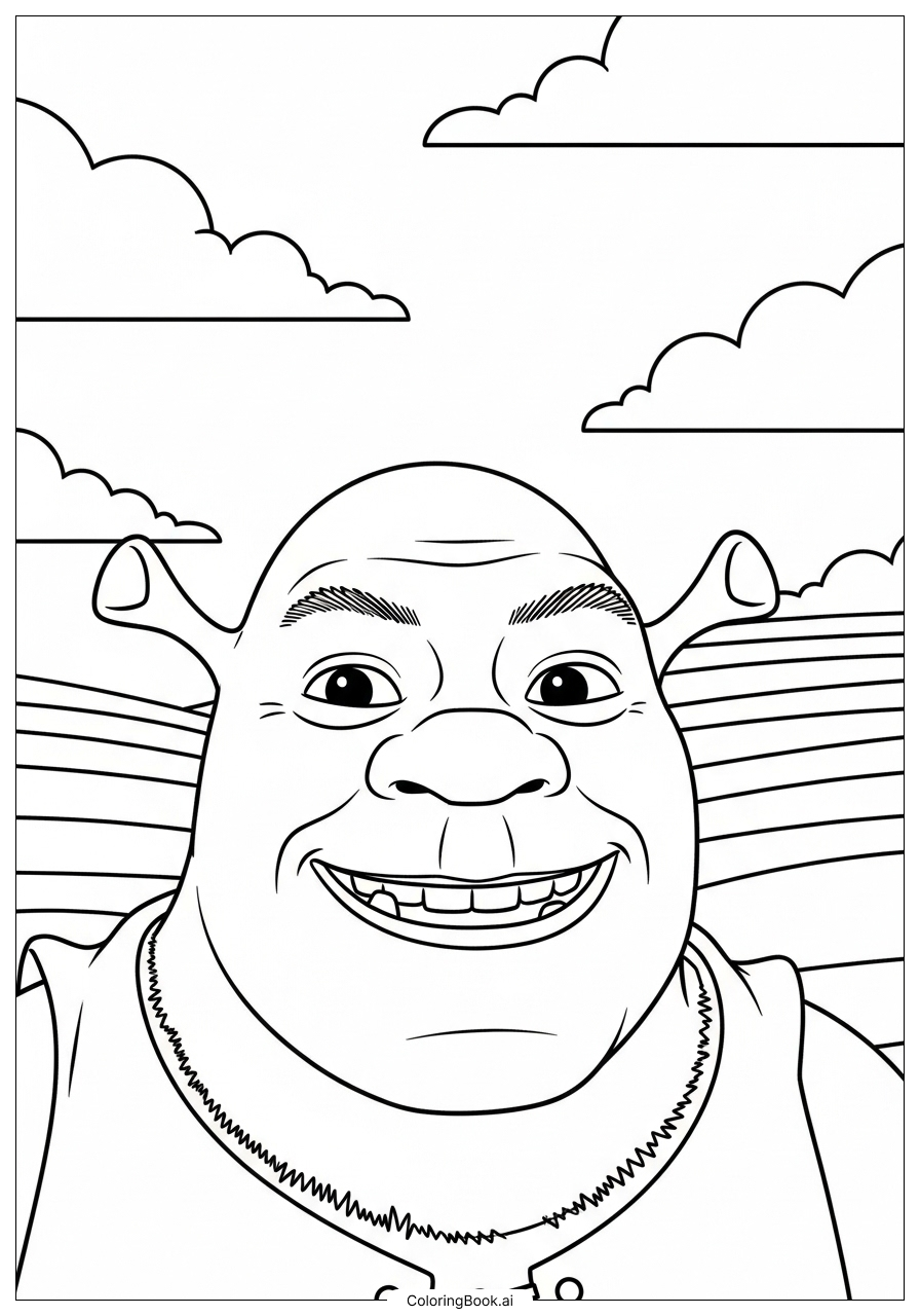 Página para colorear de Cabeza y hombros de Shrek