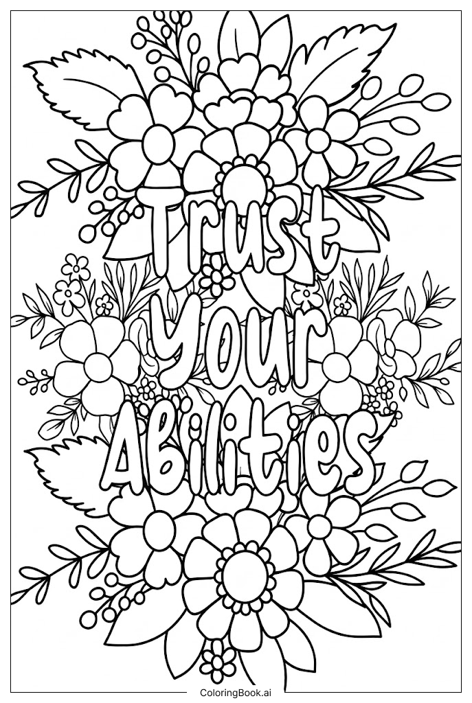  Página para colorear de Inspirador Confía en Tus Habilidades Floreciendo Hoy 