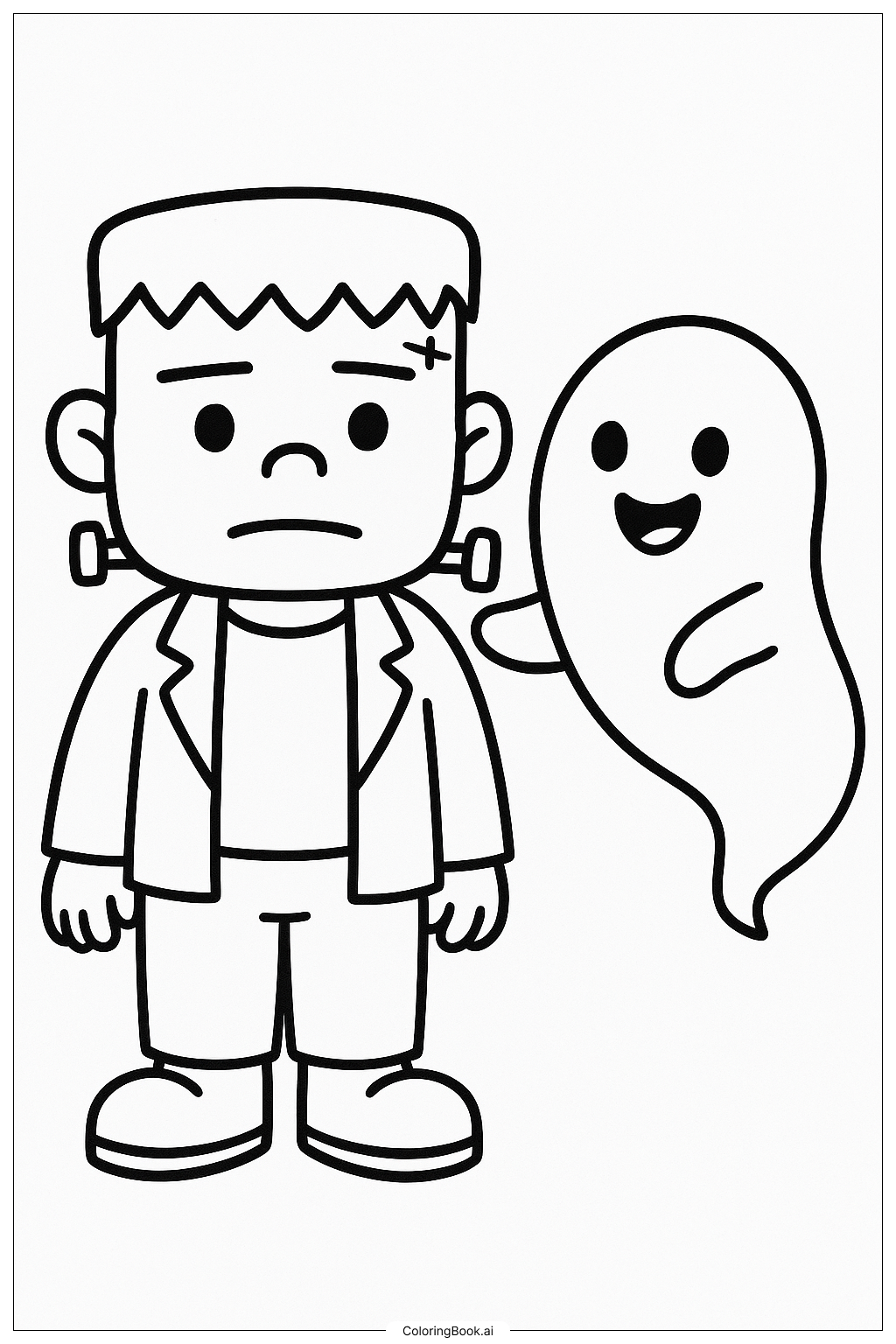  Frankenstein und ein freundlicher Geist Ausmalseite 