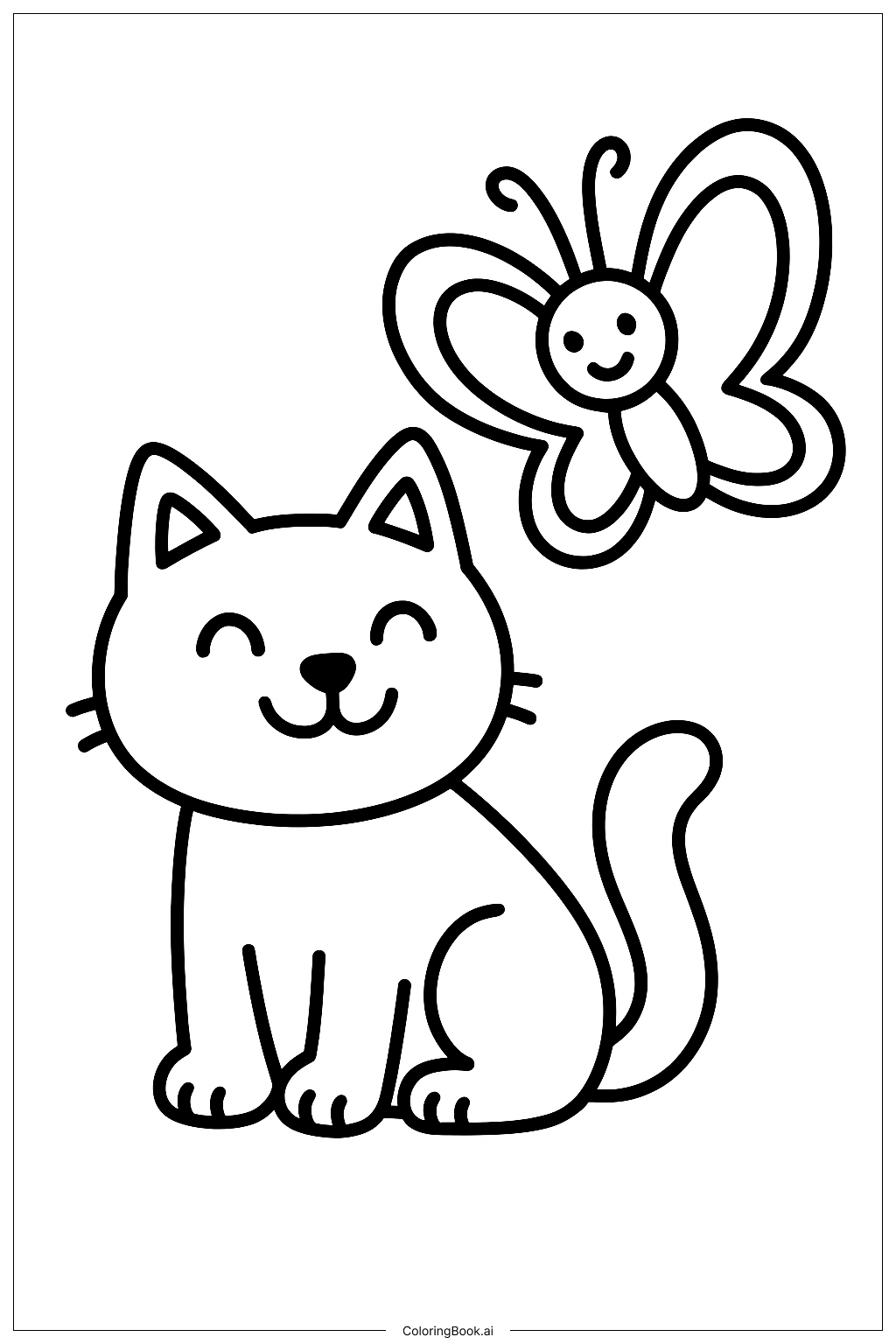  Gabby Cat And A Friendly Butterfly Coloring Page 