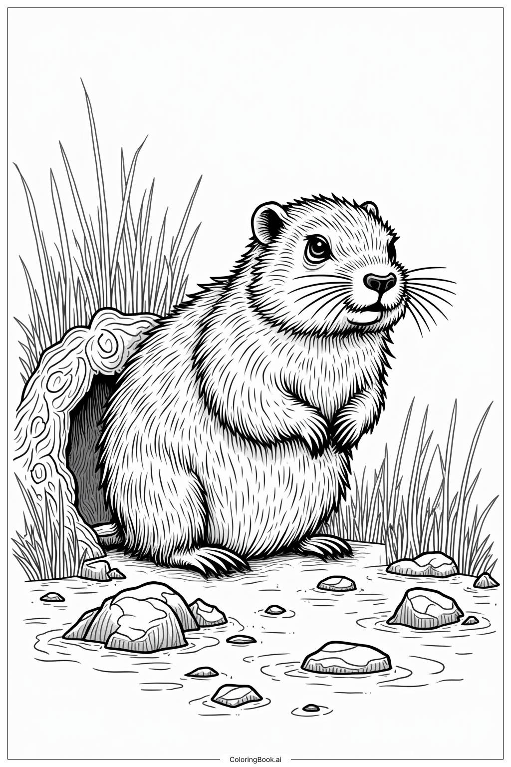  Ground Hog Shadow on Groundhogs Day Coloring Page 