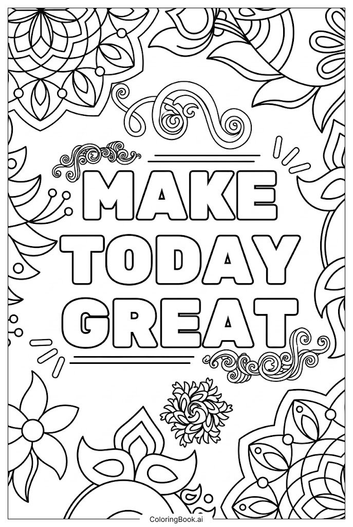  Página para colorear de Inspirador Haz Que Hoy Sea Genial Con Flores 