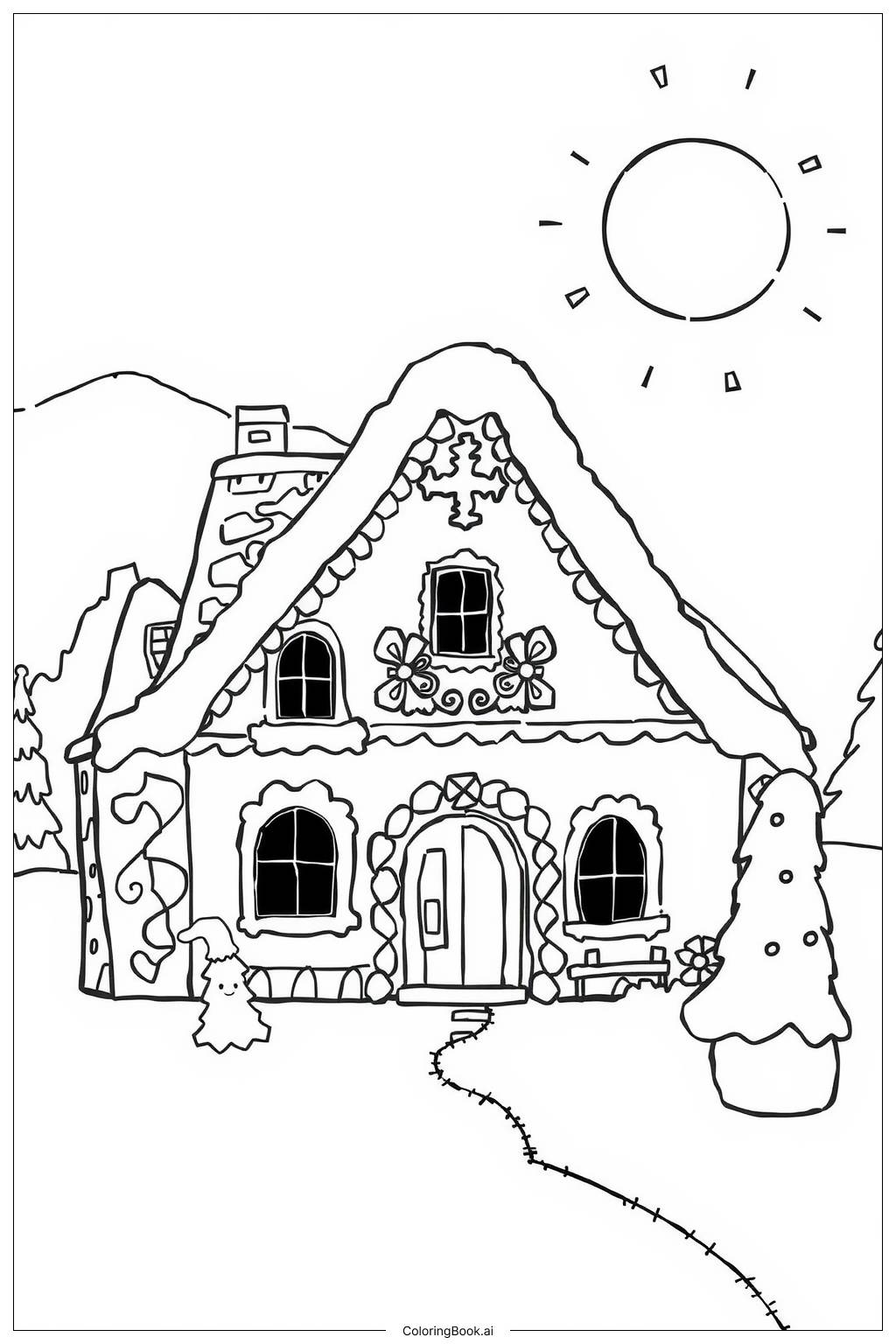  Victorian Style Gingerbread Mansion Coloring Page 