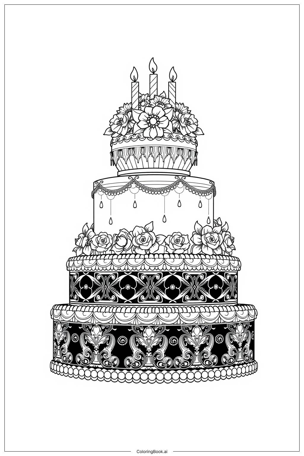  Basic Birthday Cake Coloring Page 