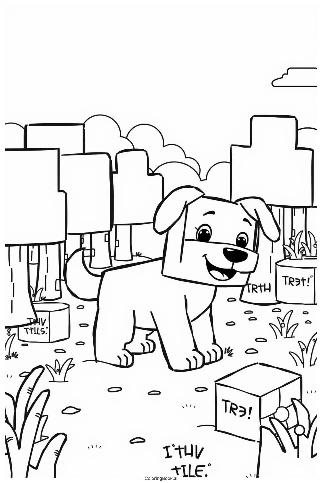  Page de coloriage Aventure de Chien Minecraft 