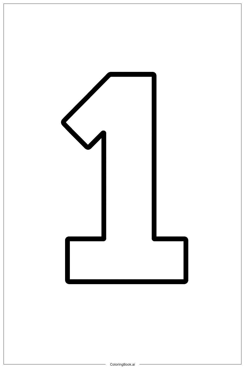  简单描摹数字一填色页 