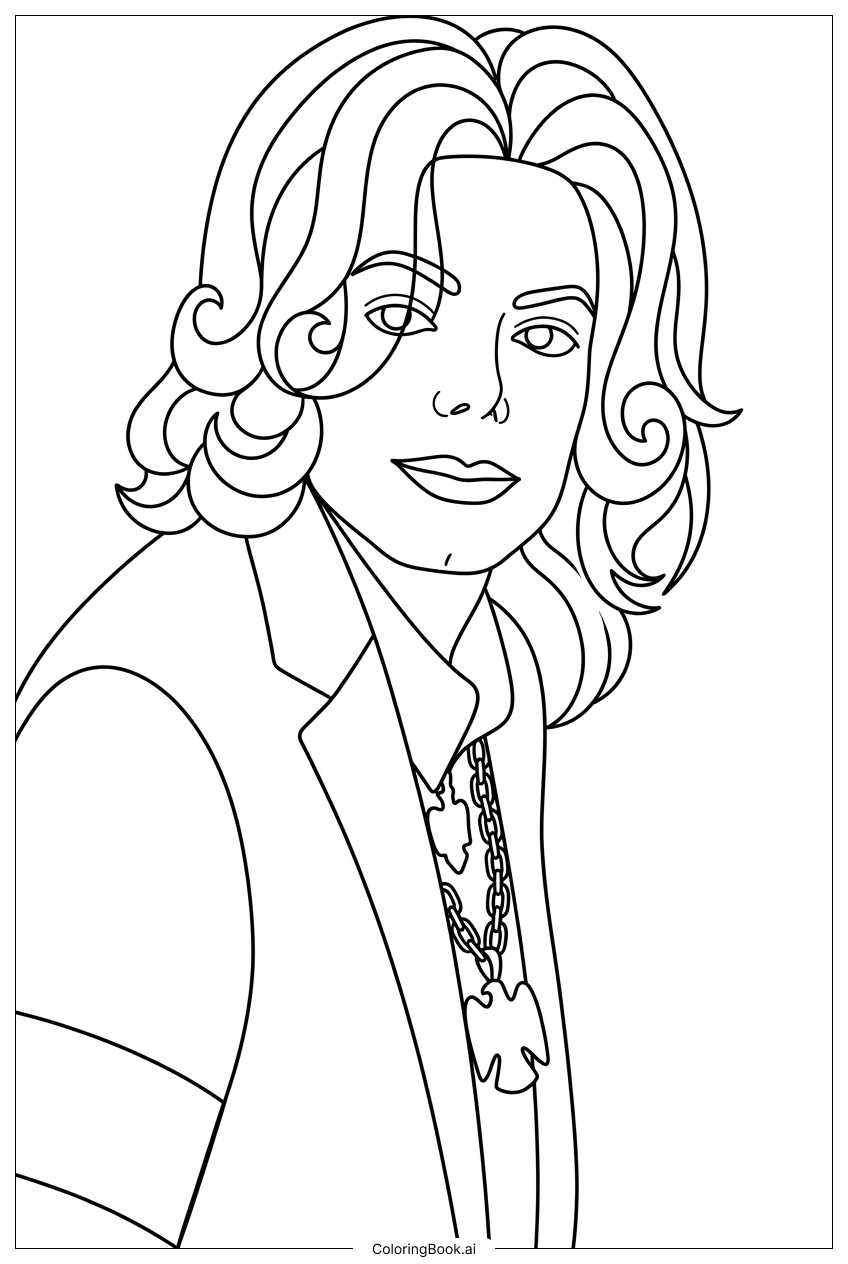 Michael Jackson layered chains over tailored coat Coloring Page