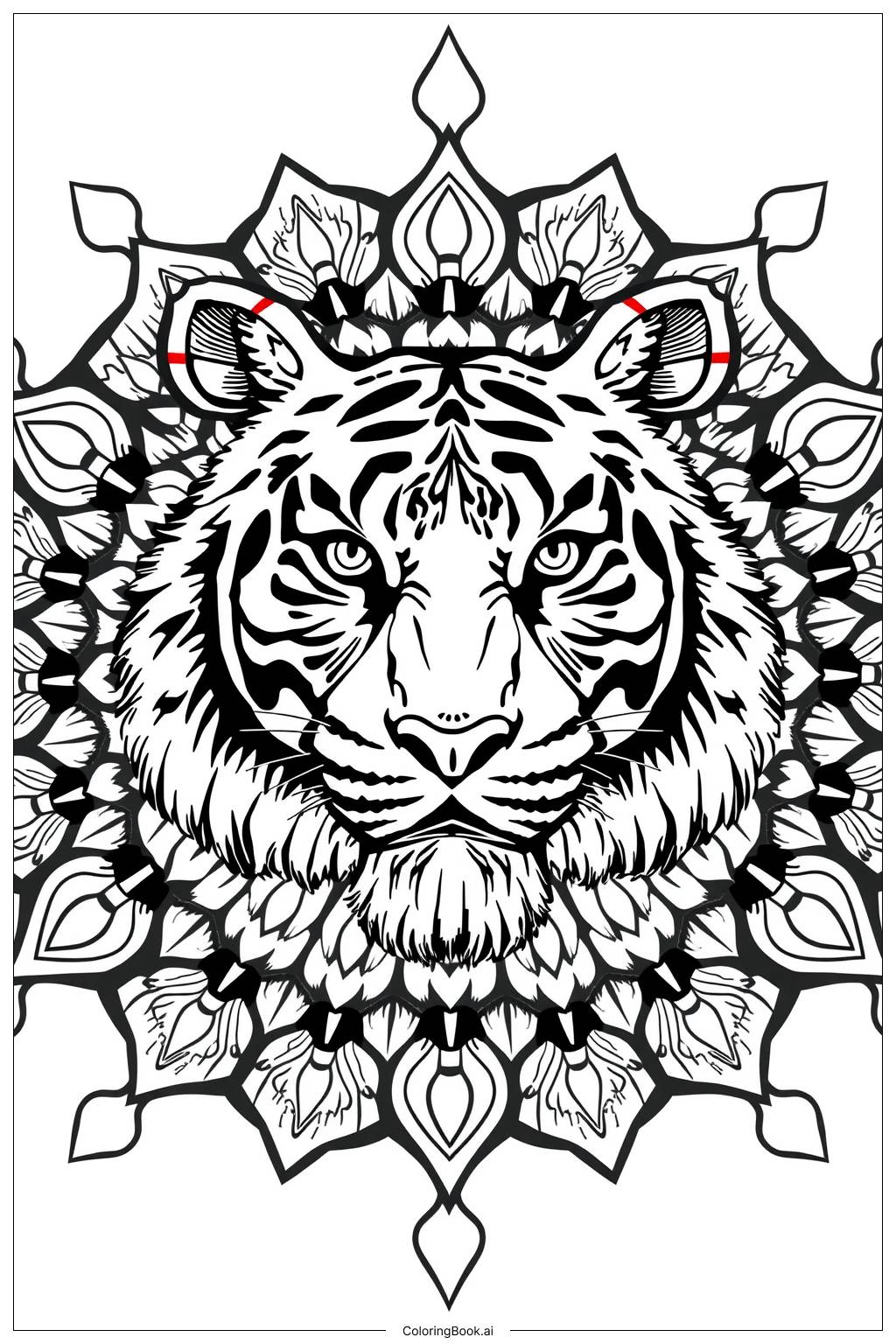  Página para colorir de Arte Mandala do Tigre-2 