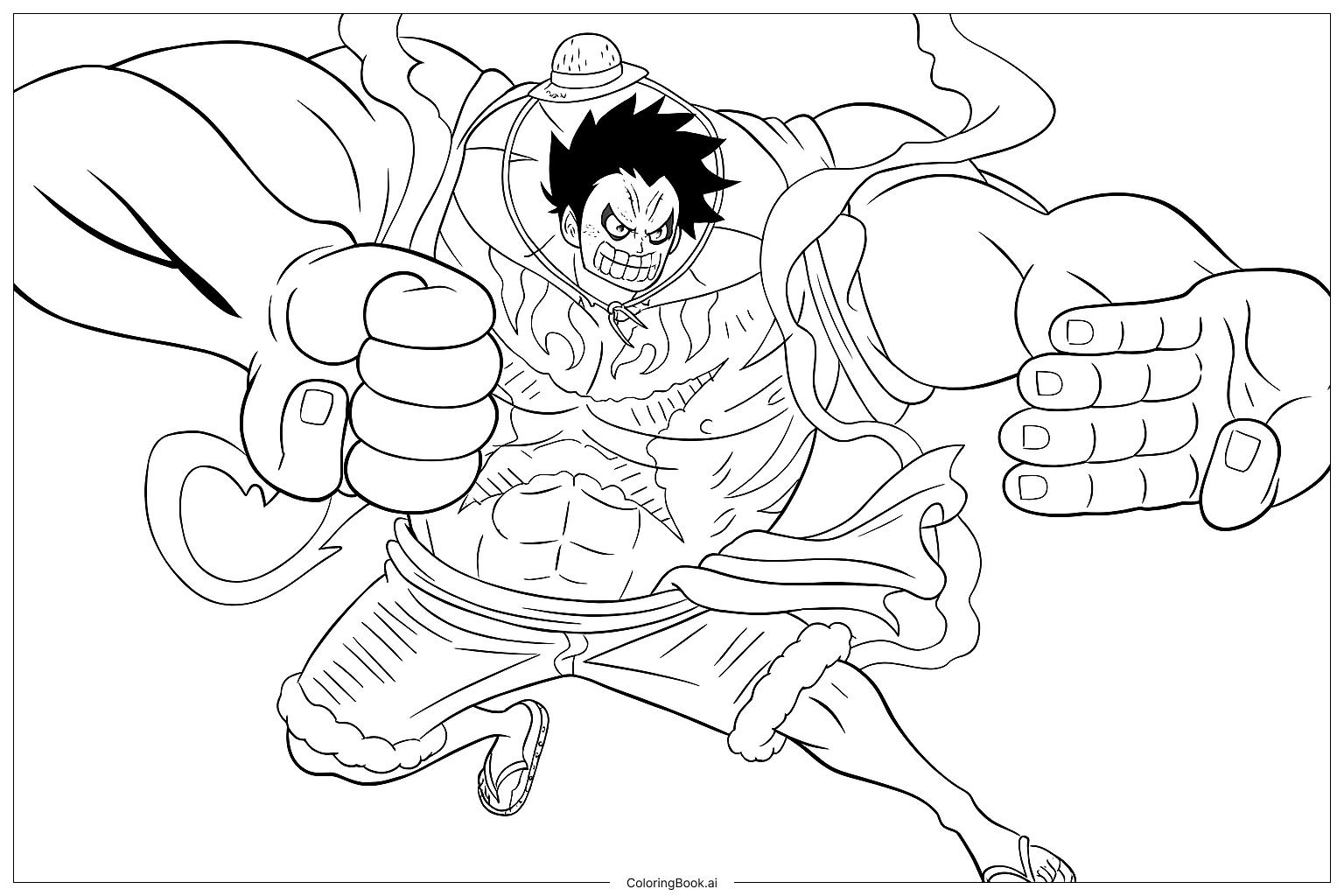  ルフィ ギア4 バウンドマンの塗り絵ページ 